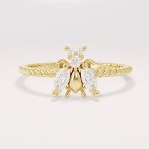 Diamond 14k Gold Bee Ring Size 6 1/2